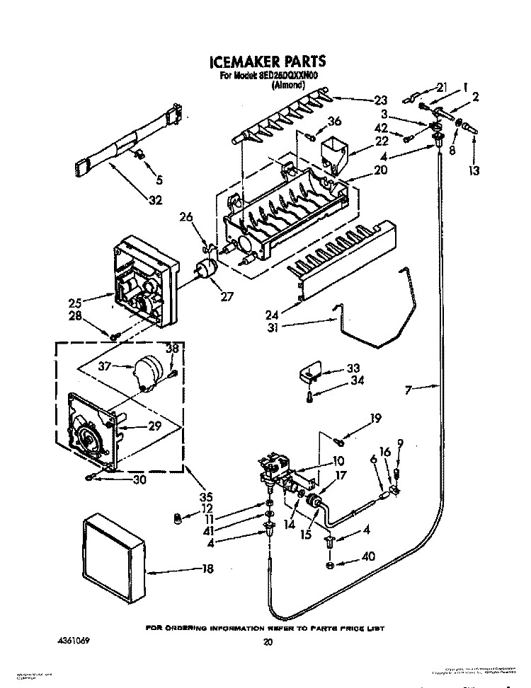 ICEMAKER, LIT/OPTIONAL Diagram and Parts List for 8ED25DQXXN00  Whirlpool Refrigerator