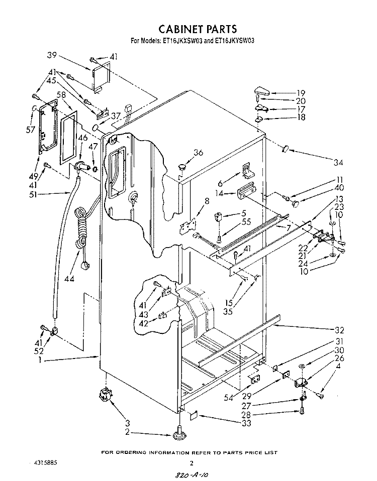 CABINET Diagram and Parts List for ET16JKYSM03  Whirlpool Refrigerator