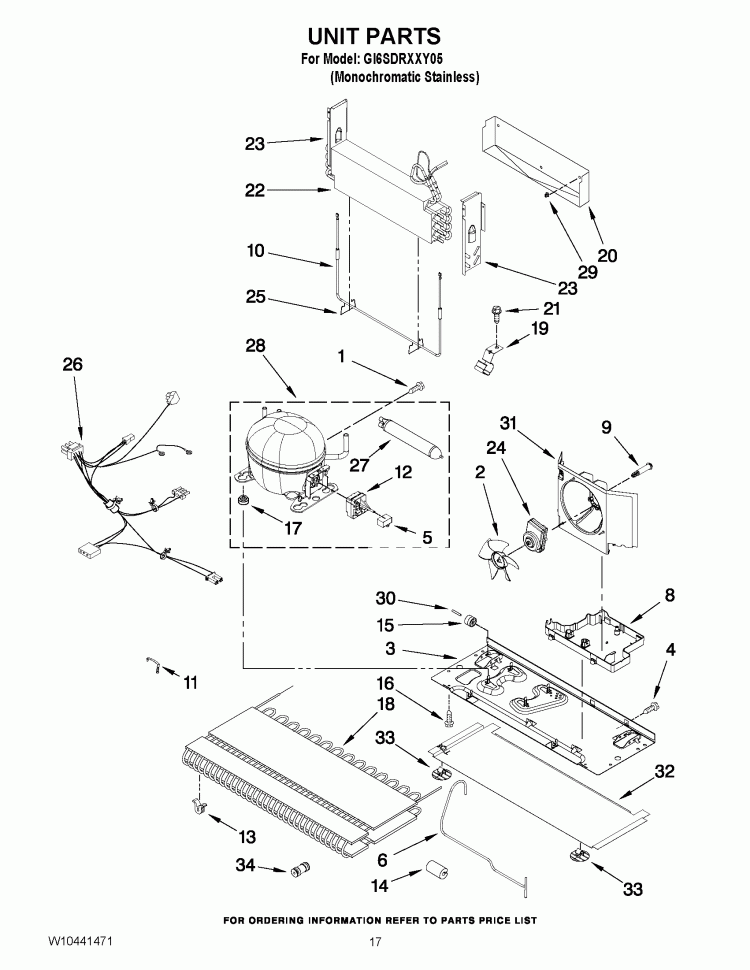 UNIT PARTS Diagram and Parts List for GI6SDRXXY05  Whirlpool Refrigerator