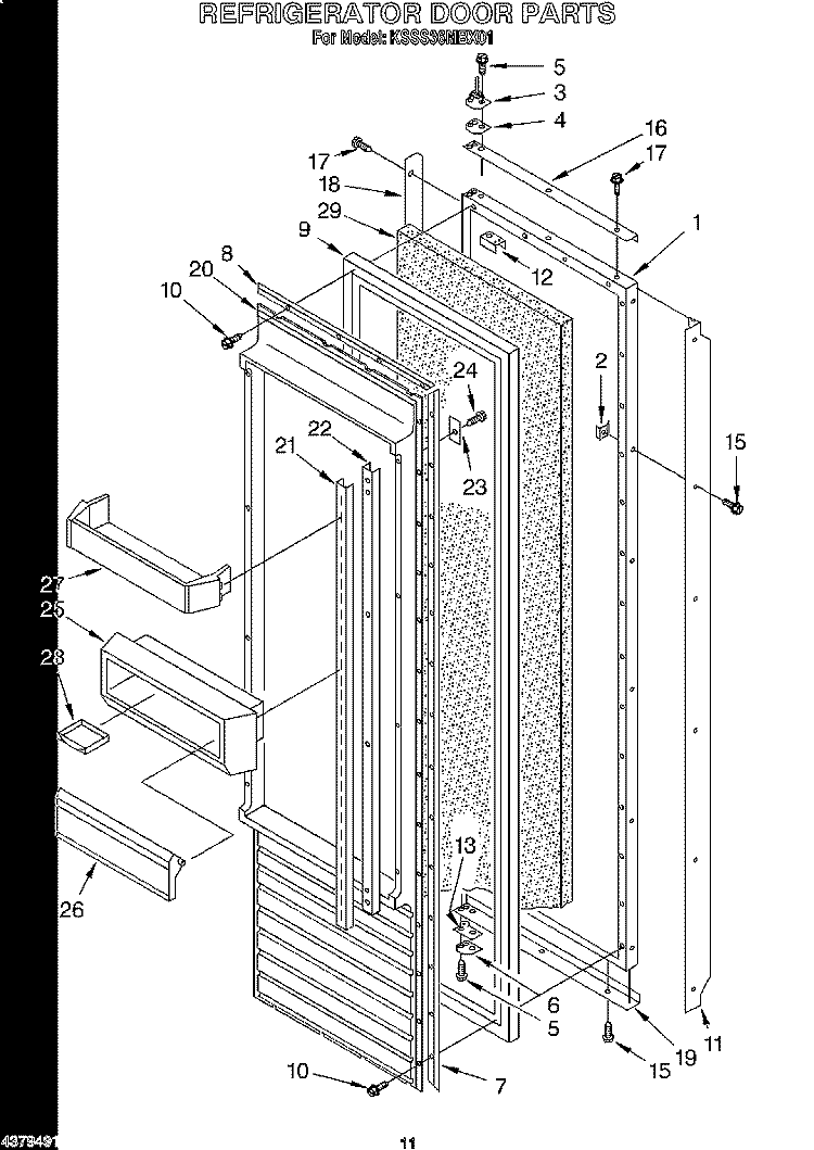 REFRIGERATOR DOOR Diagram and Parts List for KSSS36MBX01  KitchenAid Refrigerator
