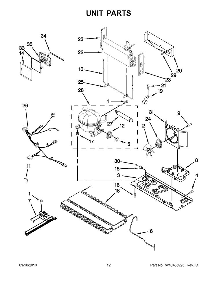 UNIT PARTS Diagram and Parts List for KBFS20EVMS9  KitchenAid Refrigerator