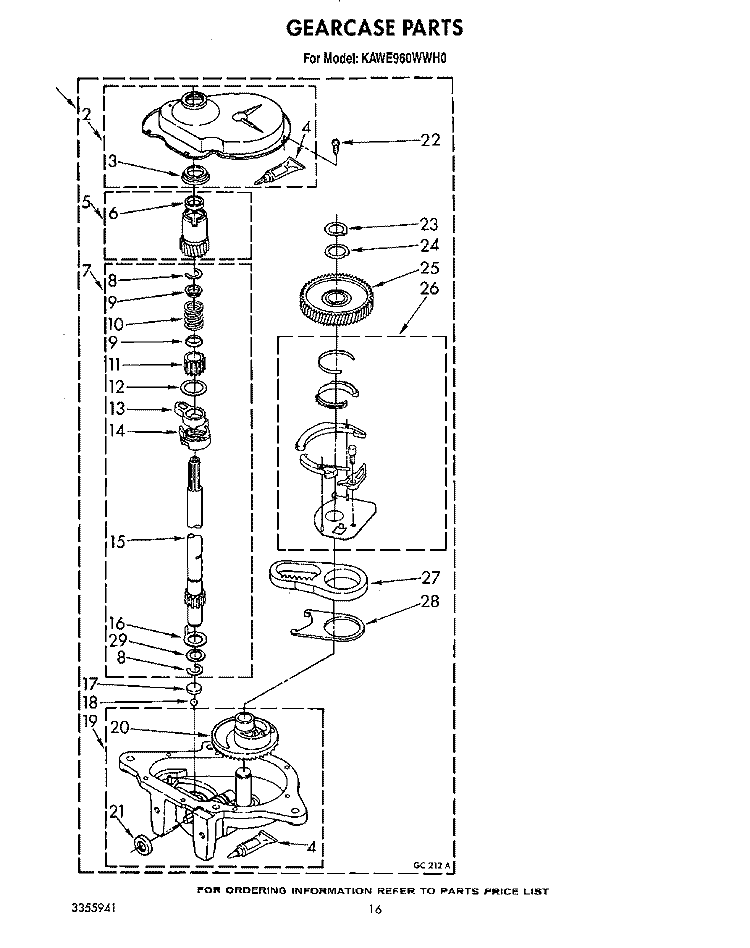 GEARCASE Diagram and Parts List for KAWE960WAL0  Whirlpool Washer