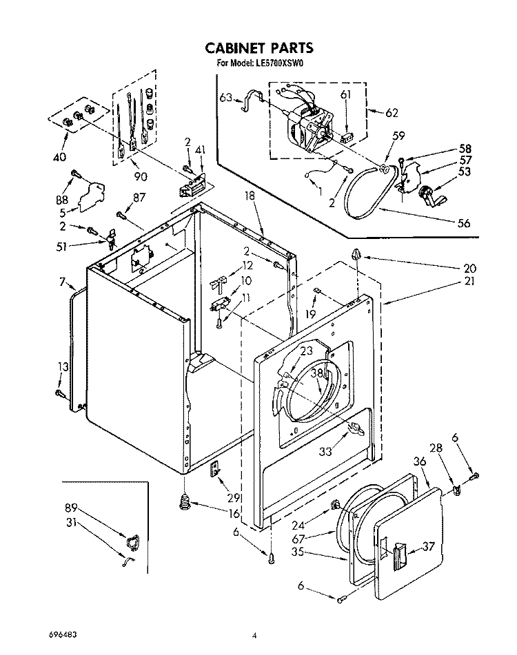 SECTION Diagram and Parts List for LE5700XSW0  Whirlpool Dryer