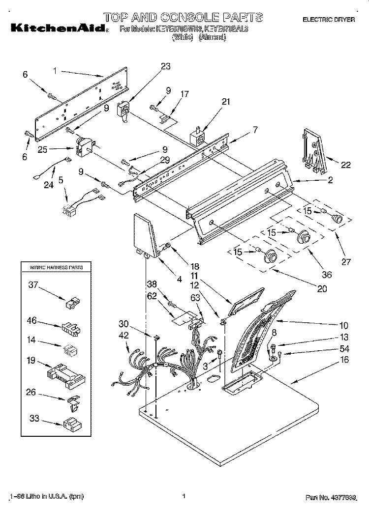 SECTION Diagram and Parts List for KEYE670BWH3  KitchenAid Dryer