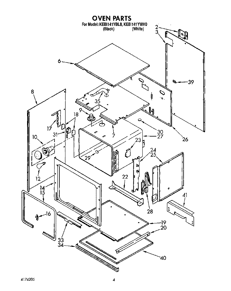 OVEN, OPTIONAL Diagram and Parts List for KEBI141YWH0  KitchenAid Wall Oven
