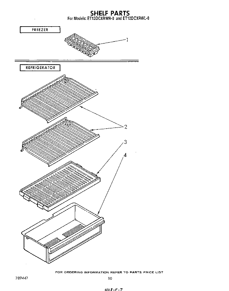 SHELF Diagram and Parts List for ET12DCXRWR0  Whirlpool Refrigerator