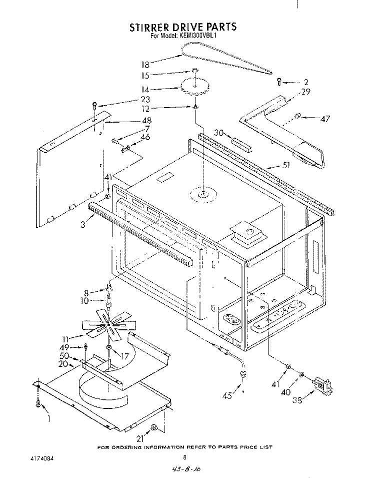 STIRRER DRIVE Diagram and Parts List for KEMI300VBL1  KitchenAid Microwave Oven Combo