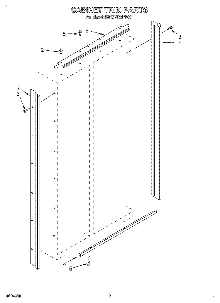 CABINET TRIM Diagram and Parts List for KSSC42MFS05  KitchenAid Refrigerator