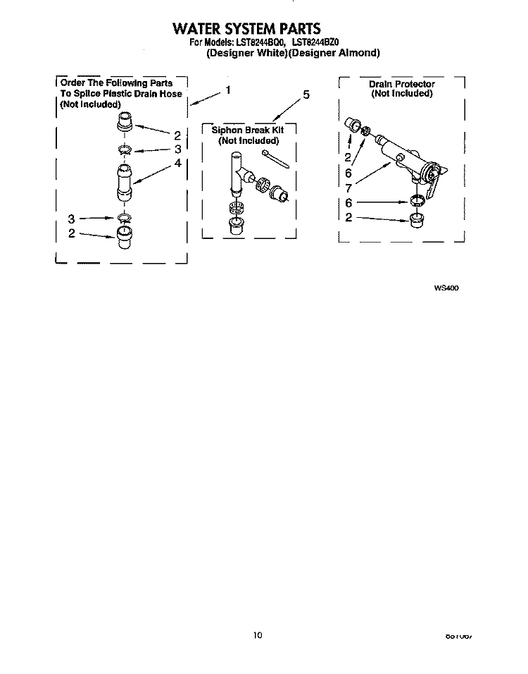 WATER SYSTEM Diagram and Parts List for LST8244BZ0  Whirlpool Washer