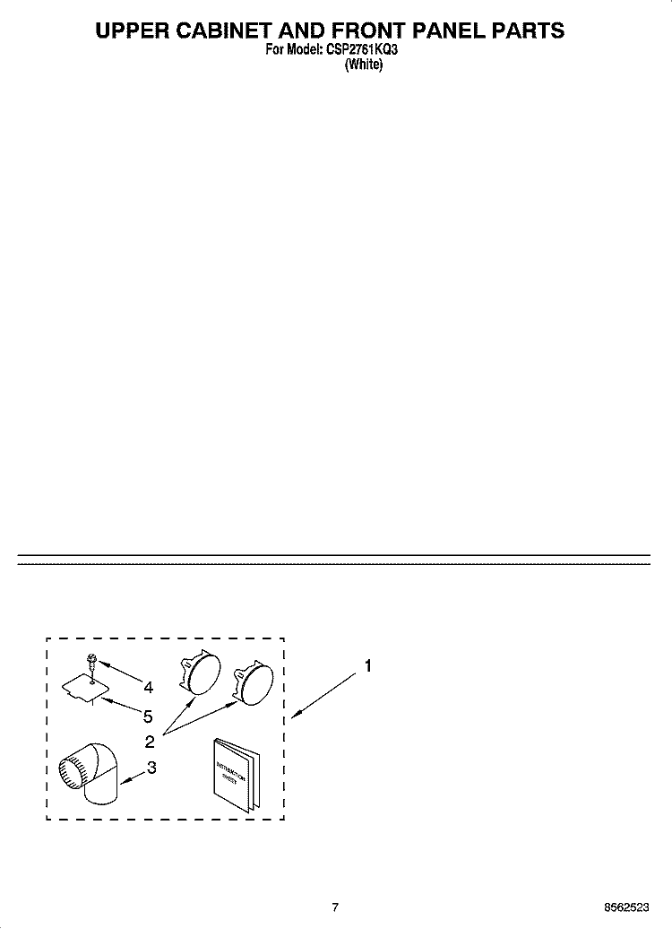 OPTIONAL PARTS (NOT INCLUDED) Diagram and Parts List for CSP2761KQ3  Whirlpool Dryer