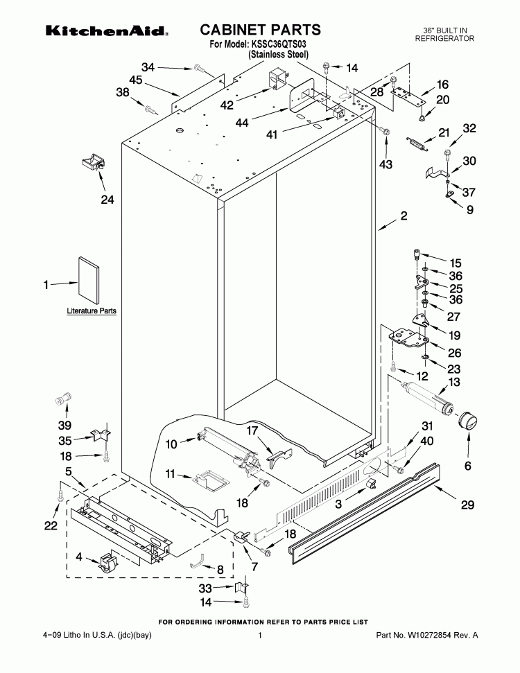 CABINET PARTS Diagram and Parts List for KSSC36QTS03  KitchenAid Refrigerator