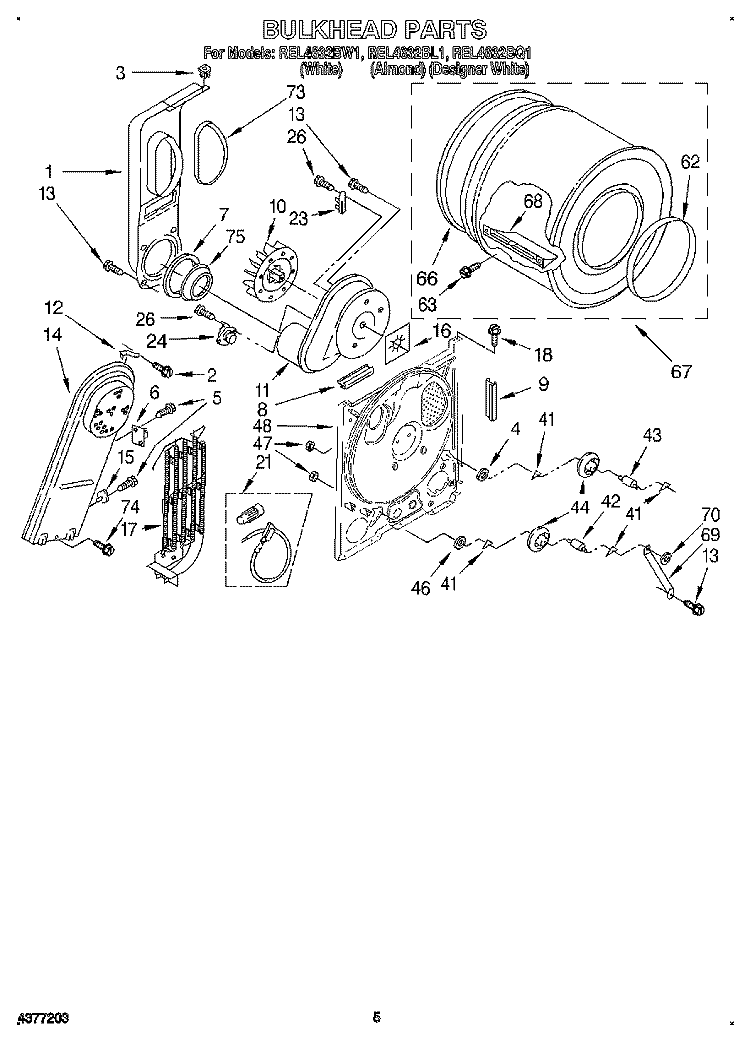 SECTION Diagram and Parts List for REL4632BQ1  Roper Dryer