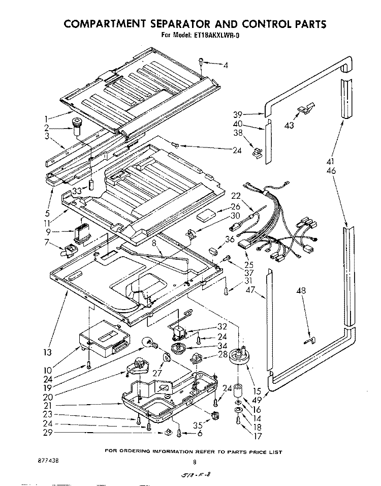 COMPARTMENT SEPARATOR AND CONTROL Diagram and Parts List for ET18AKXLWR0  Whirlpool Refrigerator