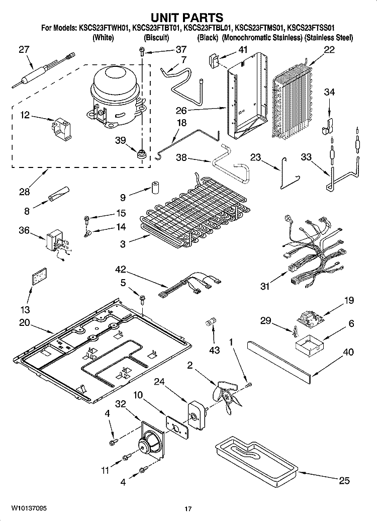 UNIT PARTS Diagram and Parts List for KSCS23FTWH01  KitchenAid Refrigerator