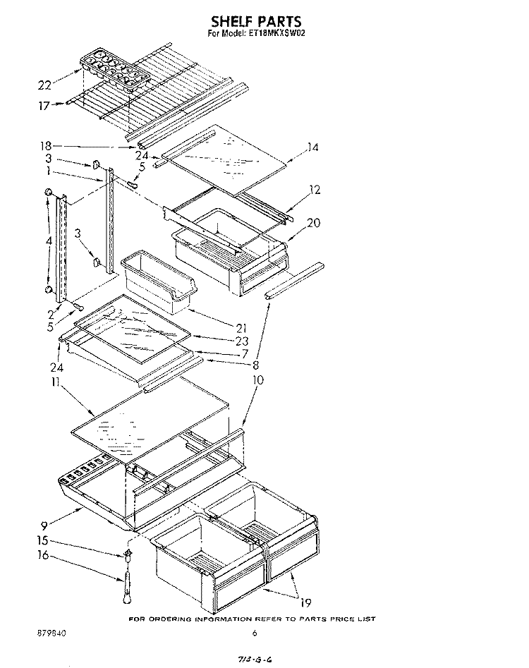 SHELF Diagram and Parts List for ET18MKXSW02  Whirlpool Refrigerator