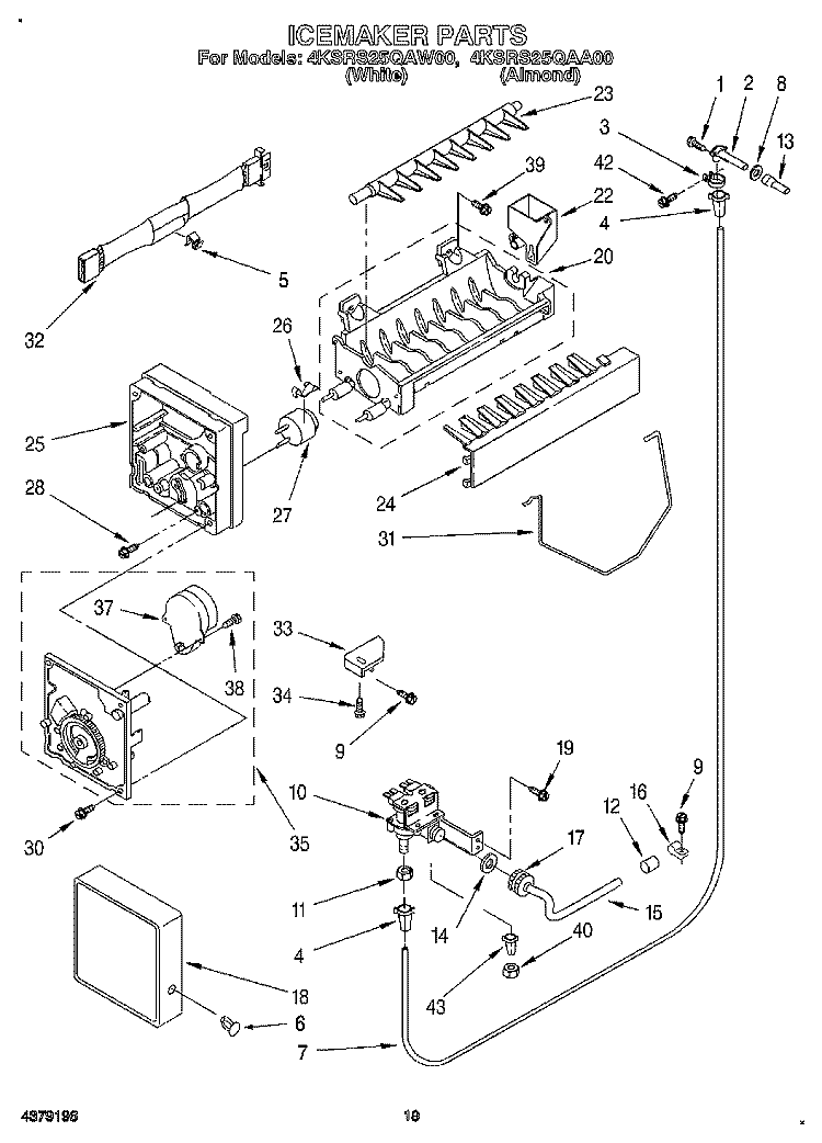 ICEMAKER, LIT/OPTIONAL Diagram and Parts List for 4KSRS25QAW00  KitchenAid Refrigerator
