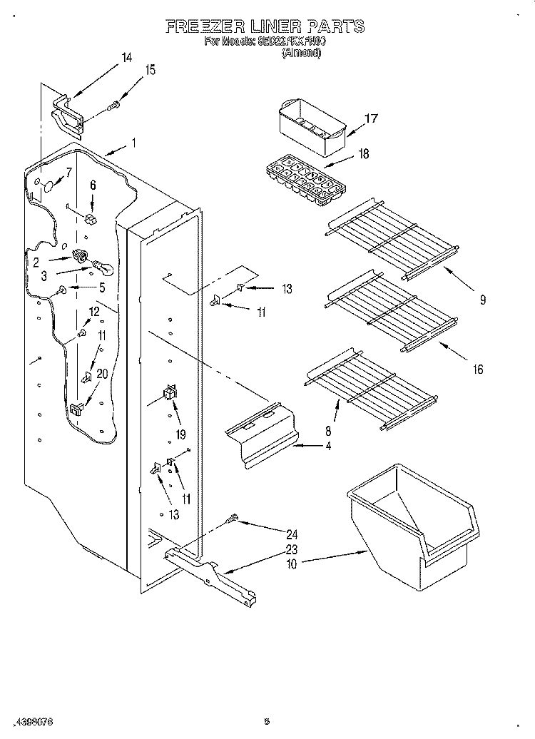 FREEZER LINER Diagram and Parts List for 8ED22PKXFN00  Whirlpool Refrigerator