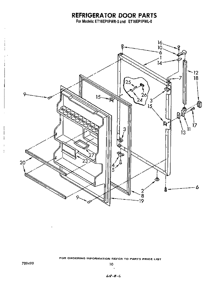 REFRIGERATOR DOOR , NOT ILLUSTRATED Diagram and Parts List for ET16EP1PWR0  Whirlpool Refrigerator