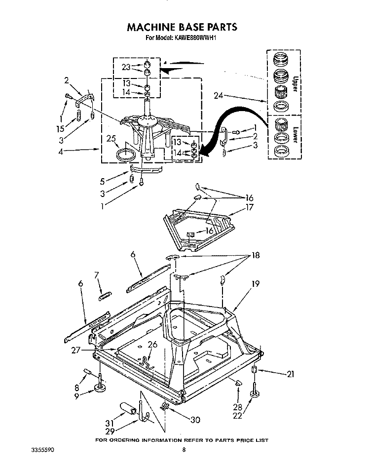 MACHINE BASE Diagram and Parts List for KAWE860WAL1  KitchenAid Washer