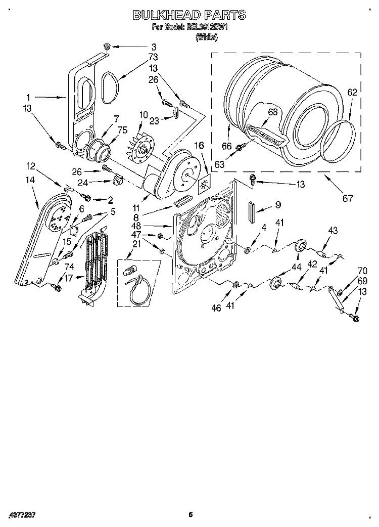 SECTION Diagram and Parts List for REL3612BW1  Roper Dryer