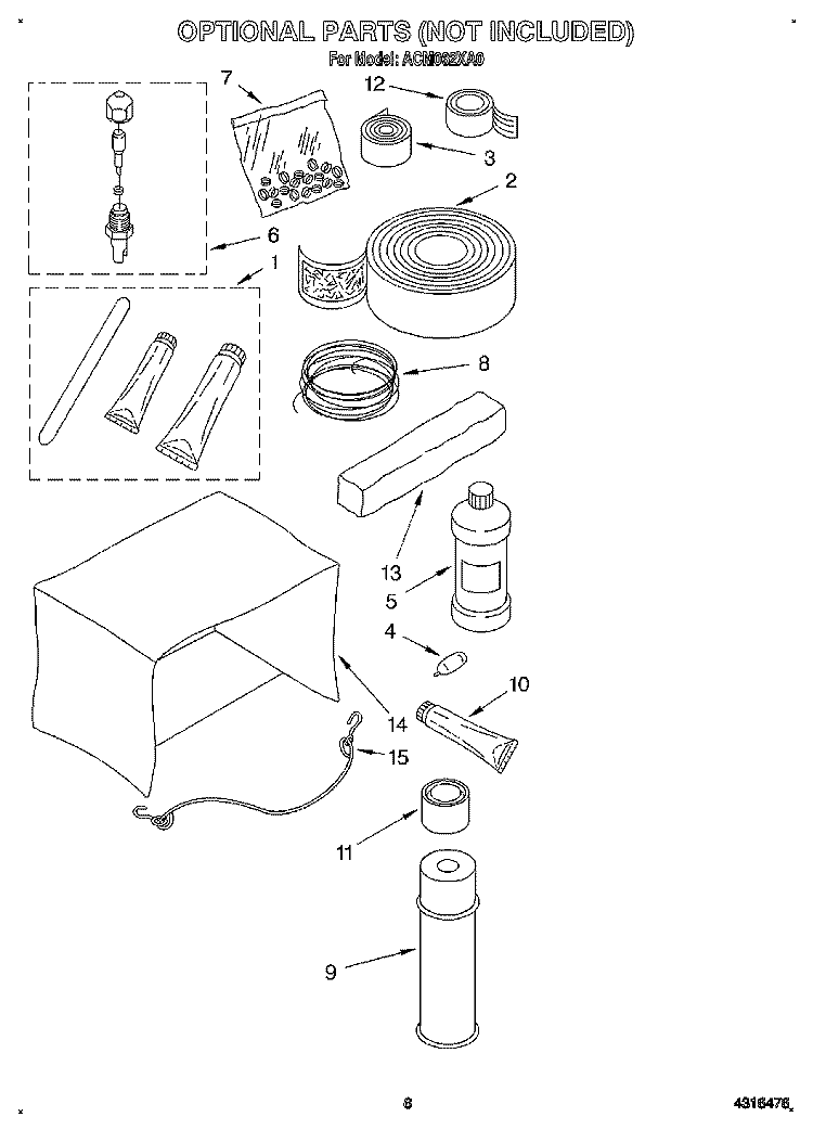 OPTIONAL Diagram and Parts List for ACM062XA0  Whirlpool Air Conditioner