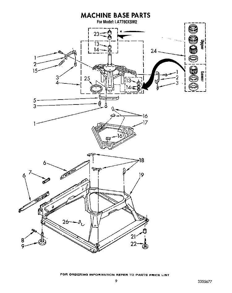 MACHINE BASE Diagram and Parts List for LA7780XSW2  Whirlpool Washer