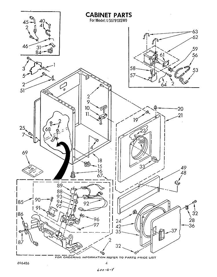 CABINET Diagram and Parts List for LG5791XSW0  Whirlpool Dryer