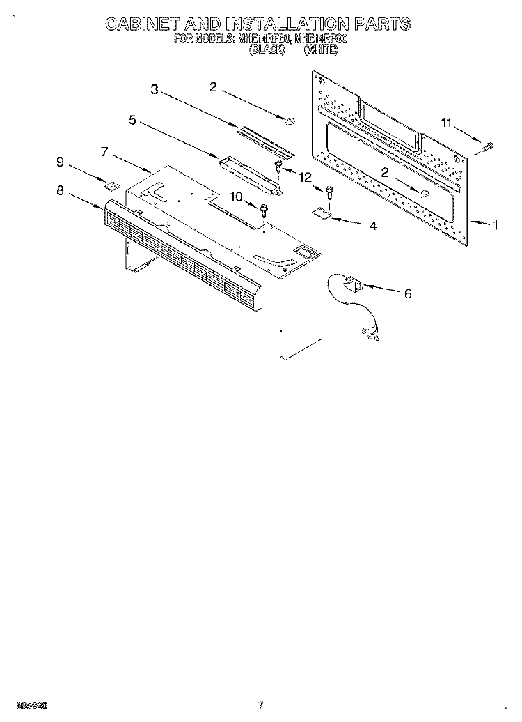 CABINET AND INSTALLATION Diagram and Parts List for MHE14RFQ0  Roper Microwave