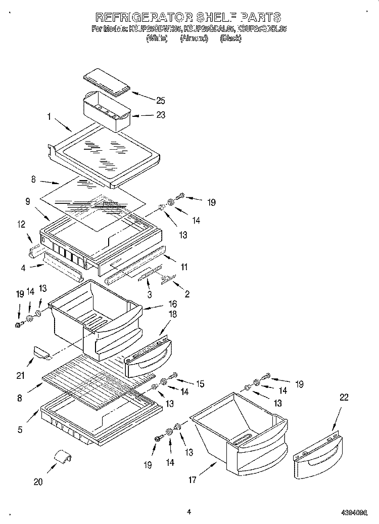 REFRIGERATOR SHELF Diagram and Parts List for KSUP25QDAL05  KitchenAid Refrigerator