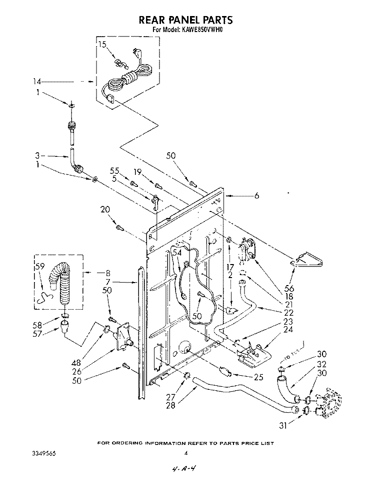 REAR PANEL Diagram and Parts List for KAWE850VAL0  KitchenAid Washer