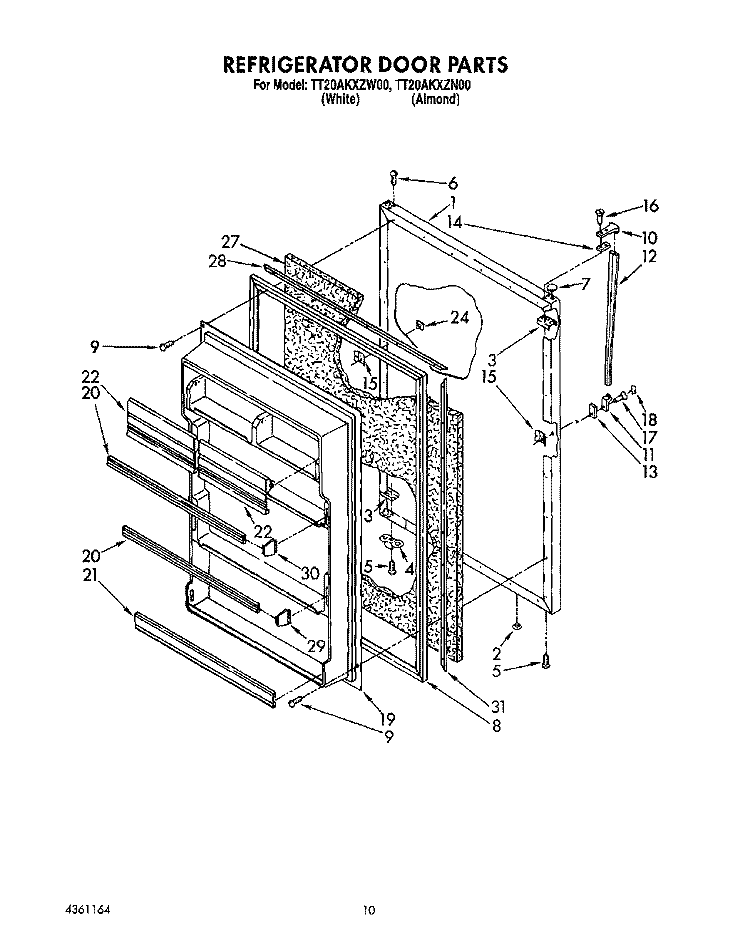 REFRIGERATOR DOOR, LIT/OPTIONAL Diagram and Parts List for TT20AKXZN00  Whirlpool Refrigerator
