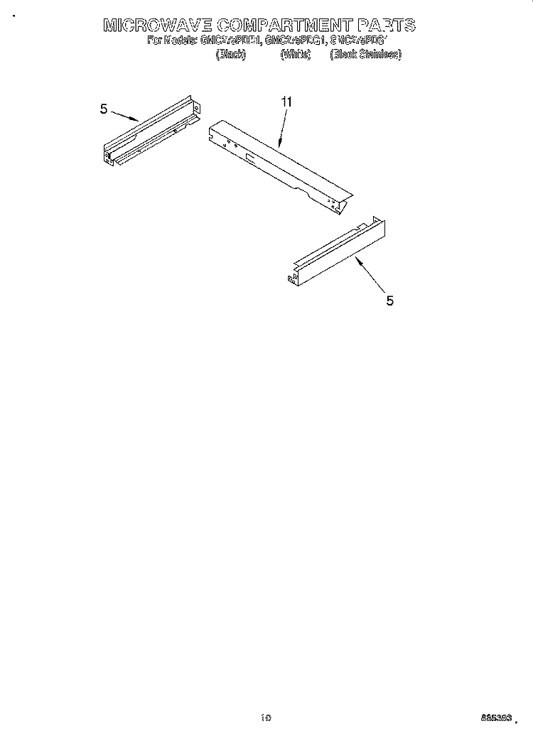 MICROWAVE COMPARTMENT Diagram and Parts List for GMC275PDQ1  Whirlpool Microwave Oven Combo