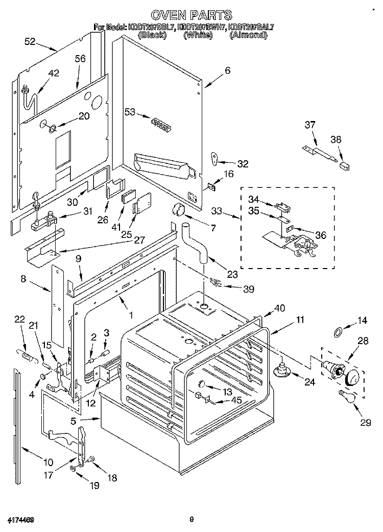 OVEN, LITERATURE Diagram and Parts List for KDDT207BAL7  KitchenAid Range
