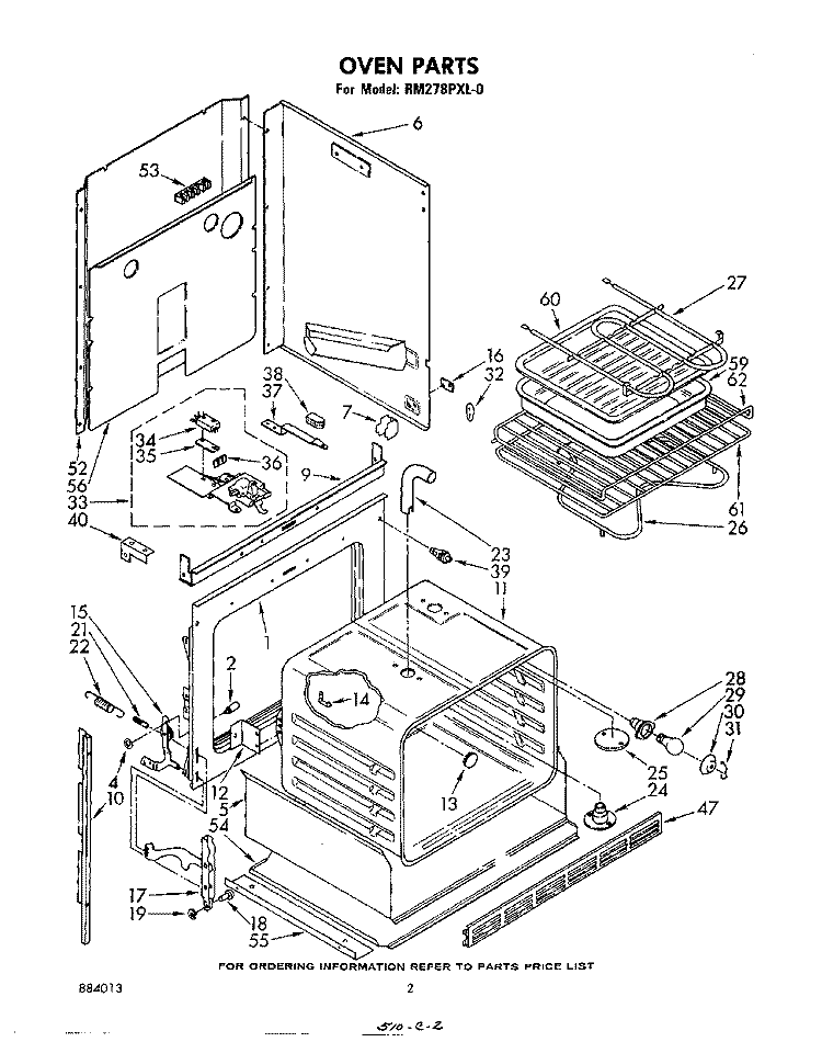OVEN Diagram and Parts List for RM278PXL0  Whirlpool Microwave Oven Combo