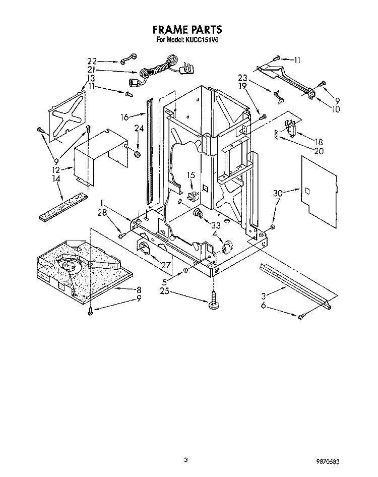 FRAME Diagram and Parts List for KUCC151V0  KitchenAid Trash Compactor