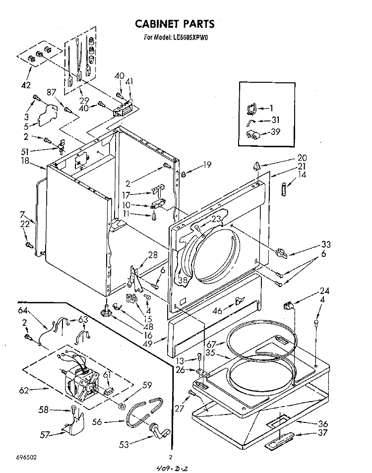 SECTION Diagram and Parts List for LE6605XPW0  Whirlpool Dryer