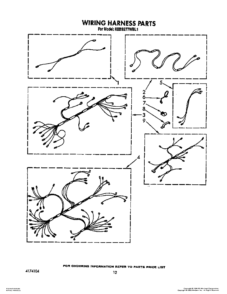WIRING HARNESS Diagram and Parts List for KEBS277WAL1  KitchenAid Wall Oven