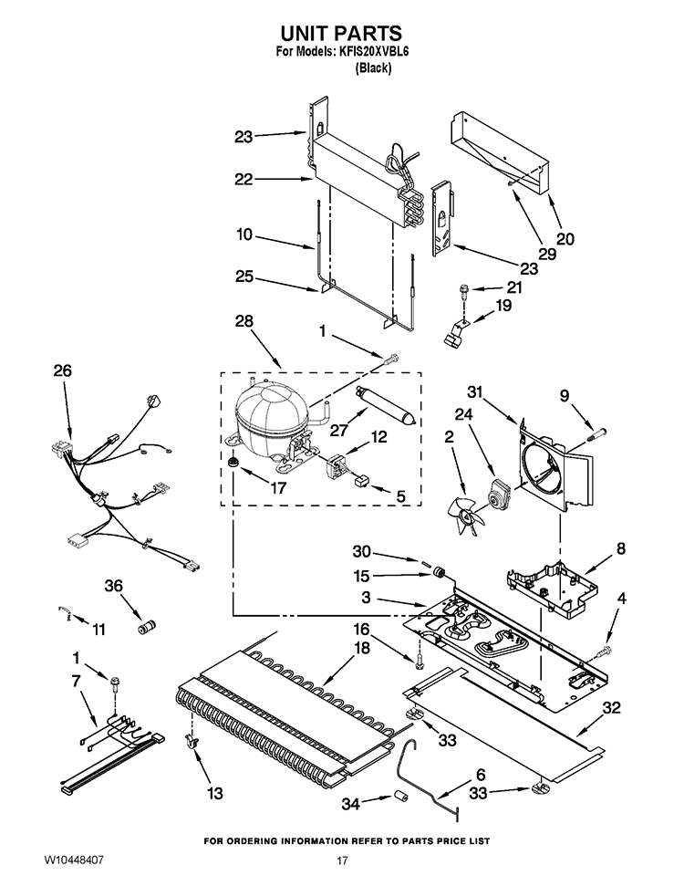 UNIT PARTS Diagram and Parts List for KFIS20XVBL6  KitchenAid Refrigerator