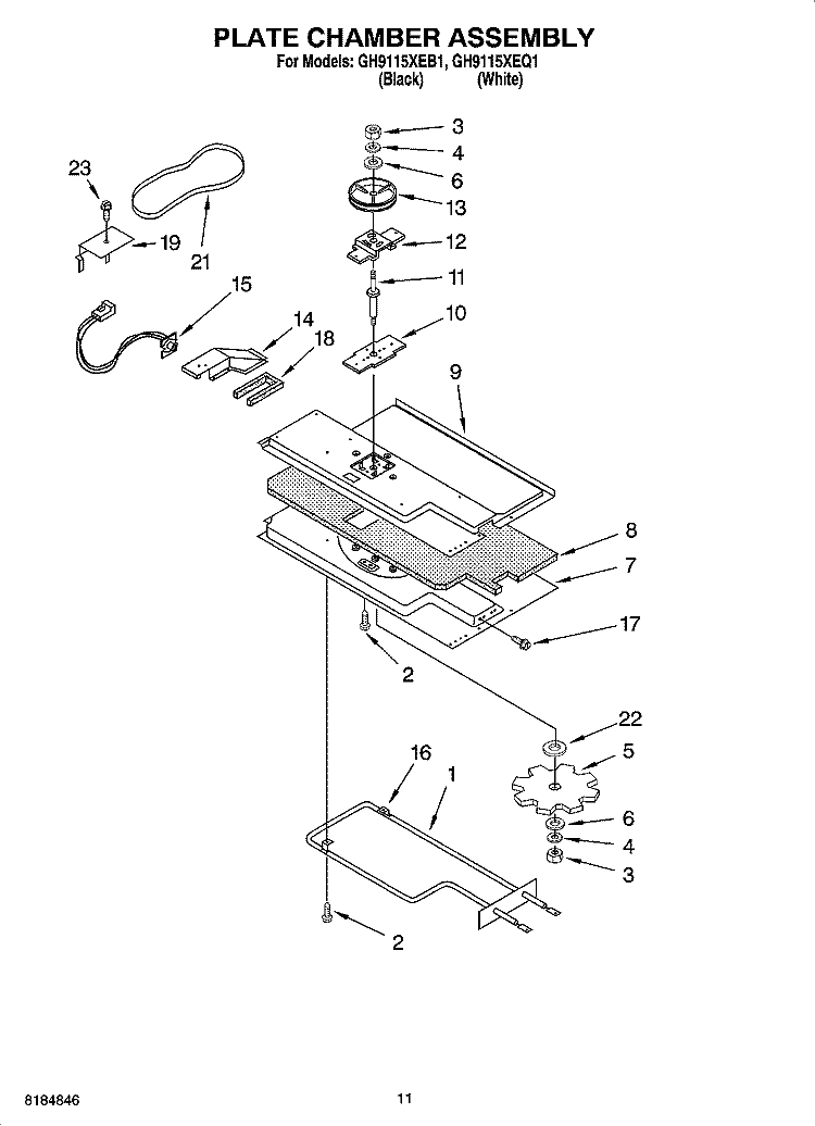 PLATE CHAMBER ASSEMBLY Diagram and Parts List for GH9115XEQ1  Whirlpool Microwave