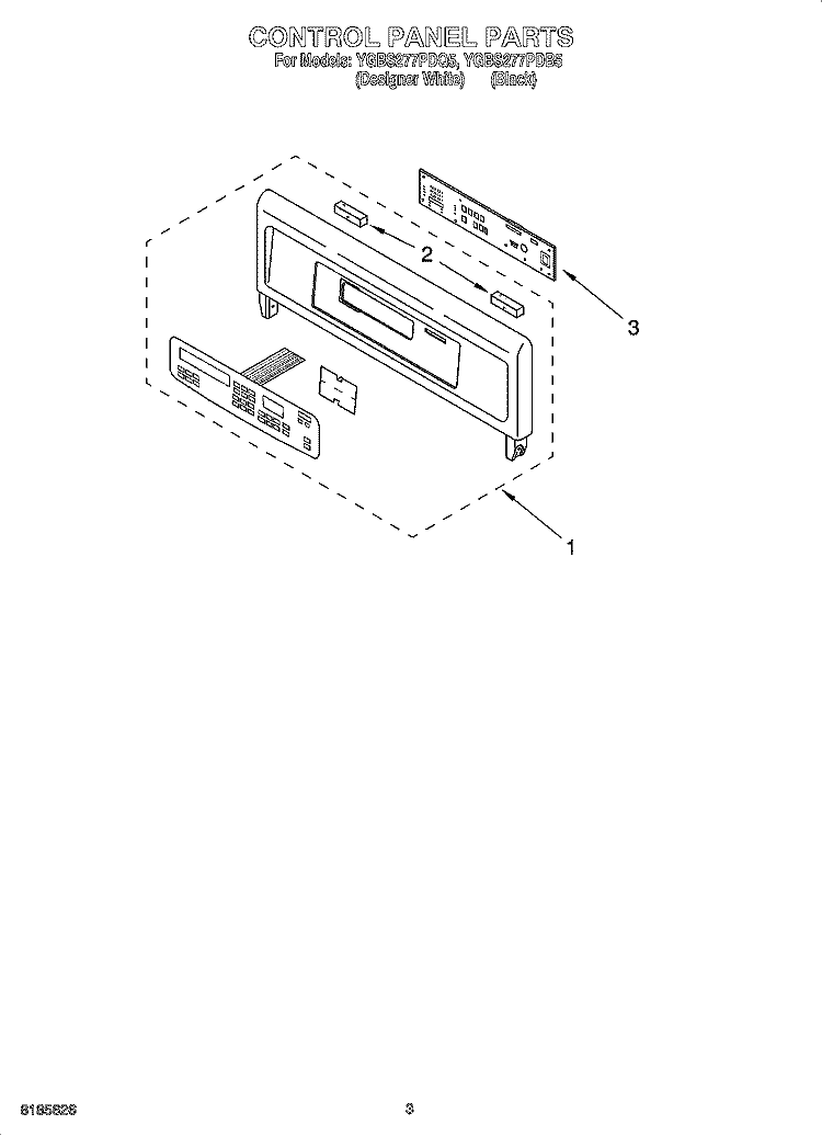 CONTROL PANEL PARTS Diagram and Parts List for YGBS277PDB5  Whirlpool Wall Oven
