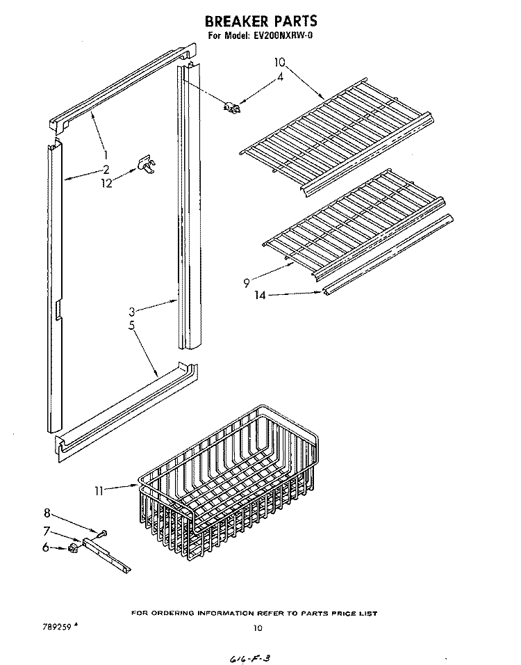 BREAKER Diagram and Parts List for EV200NXRW0  Whirlpool Freezer