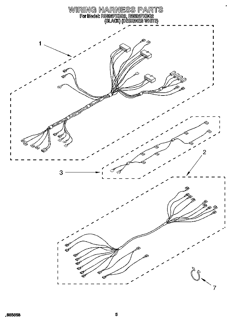 WIRING HARNESS, LIT/OPTIONAL Diagram and Parts List for RS696PXBQ2  Whirlpool Range