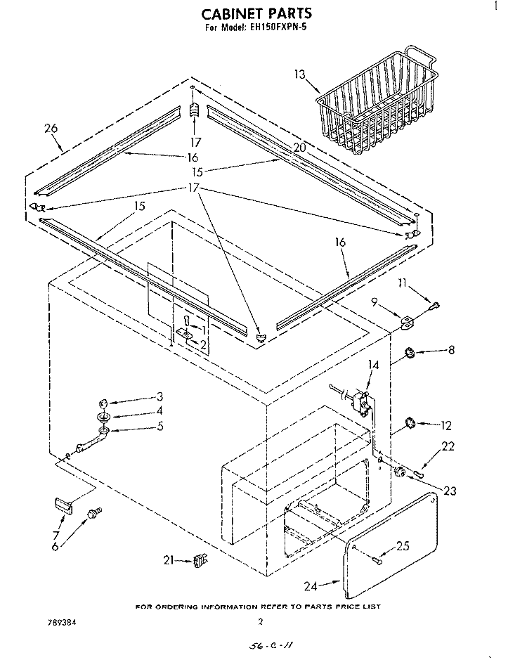 SECTION Diagram and Parts List for EH150FXPN5  Whirlpool Freezer