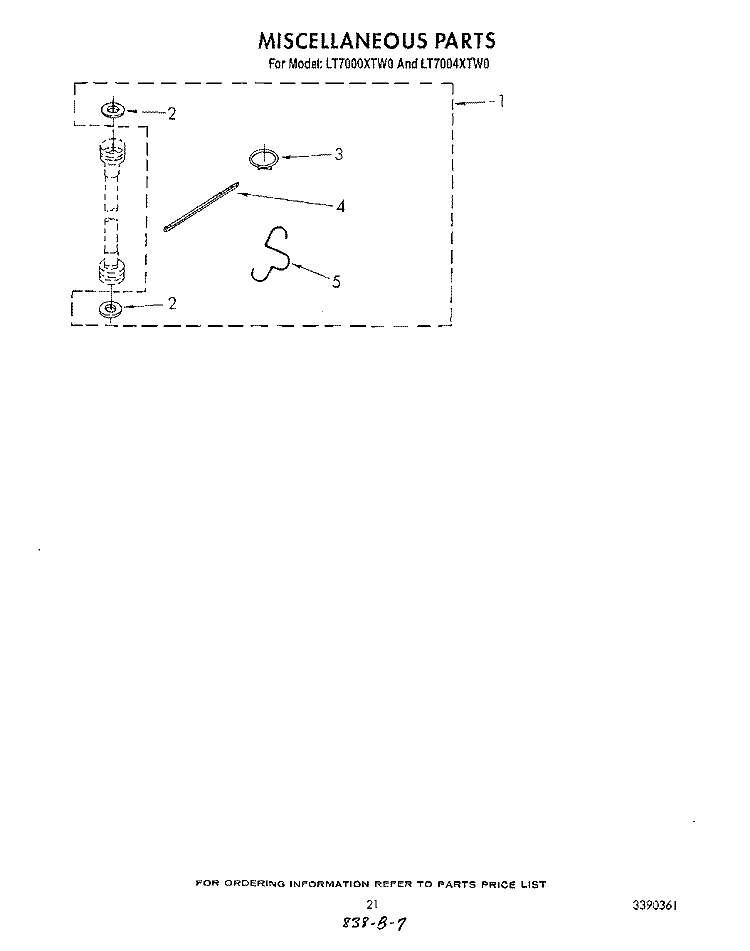 MISCELLANEOUS , LIT/OPTIONAL Diagram and Parts List for LT7000XTM0  Whirlpool Washer Dryer Combo