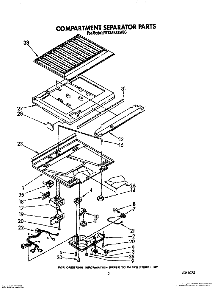 COMPARTMENT SEPARATOR Diagram and Parts List for RT18AKXXW00  Roper Refrigerator