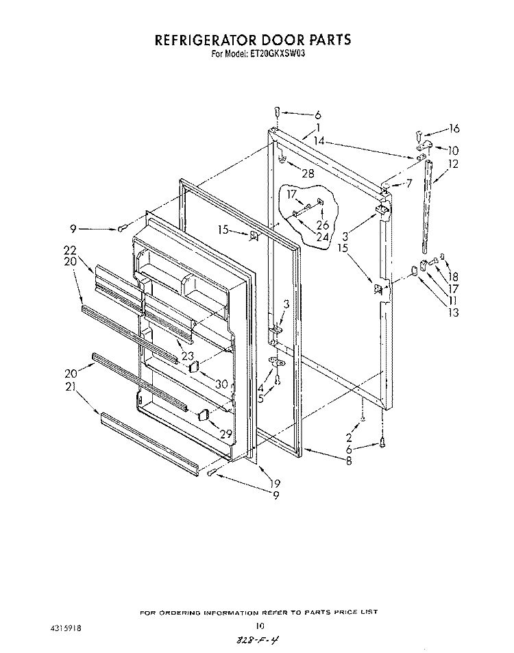 REFRIGERATOR DOOR , LIT/OPTIONAL Diagram and Parts List for ET20GKXSW03  Whirlpool Refrigerator
