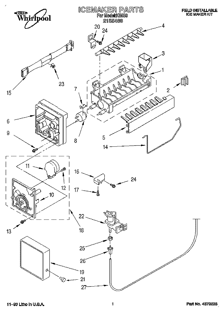 SECTION Diagram and Parts List for KIMS9  Whirlpool Ice Maker