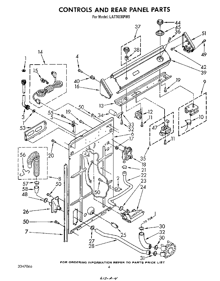 CONTROLS AND REAR PANEL Diagram and Parts List for LA7700XPW5  Whirlpool Washer