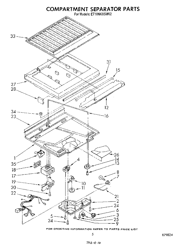 COMPARTMENT SEPARATOR Diagram and Parts List for ET18NKXSW02  Whirlpool Refrigerator