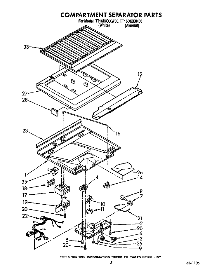 COMPARTMENT SEPARATOR Diagram and Parts List for TT16DKXXN00  Whirlpool Refrigerator